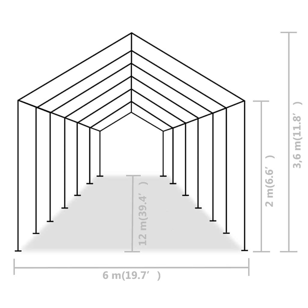 vidaXL Τέντα Εκδηλώσεων Γκρι 6 x 12 μ. από Πολυαιθυλένιο