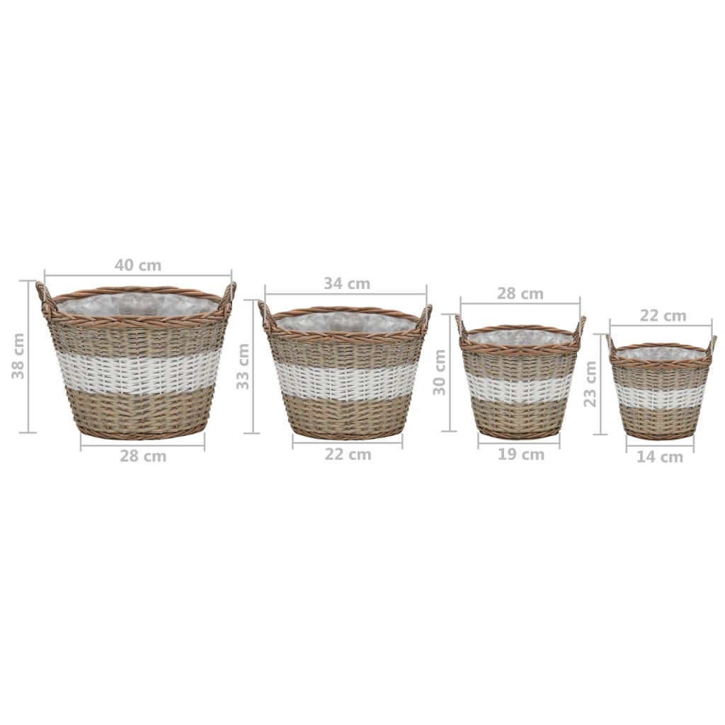 vidaXL Γλάστρες Υπερυψωμένες 4 τεμ. Wicker με Επένδυση Πολυαιθυλενίου