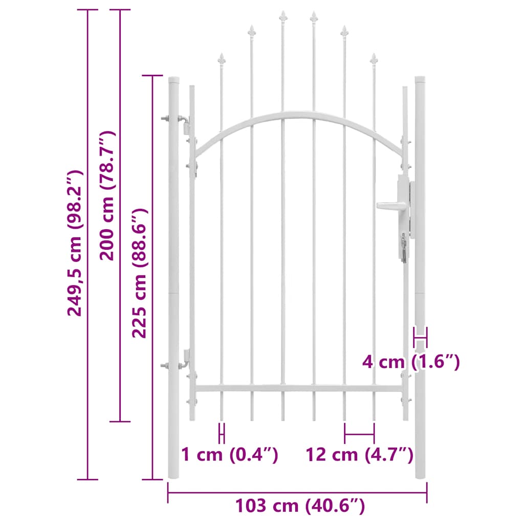 vidaXL Πόρτα Κήπου Woerden Ατσάλινη 1 x 2,45 μ. Λευκή
