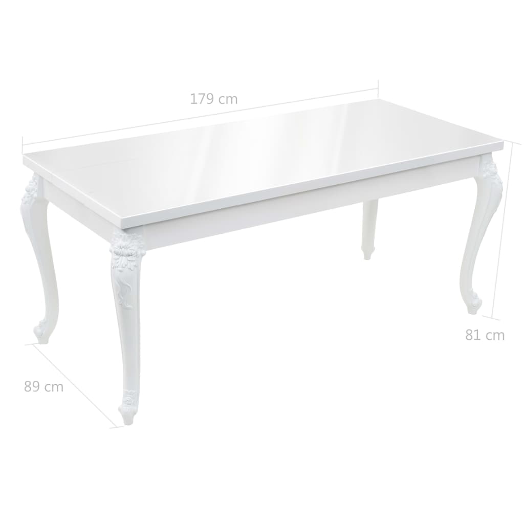 vidaXL Τραπεζαρία Γυαλιστερή Λευκή 179 x 89 x 81 εκ.