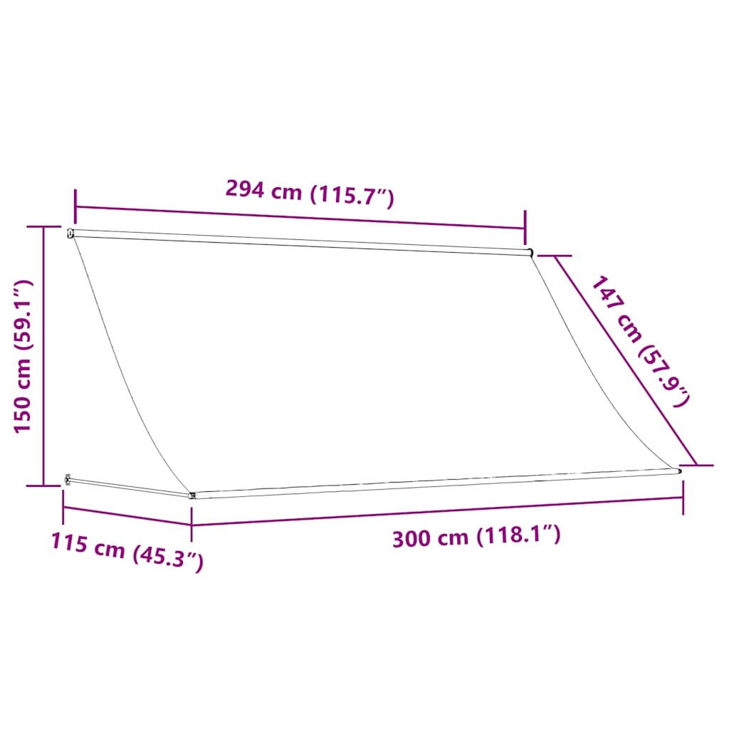 vidaXL Τέντα Συρόμενη Κρεμ 300 x 150 εκ.