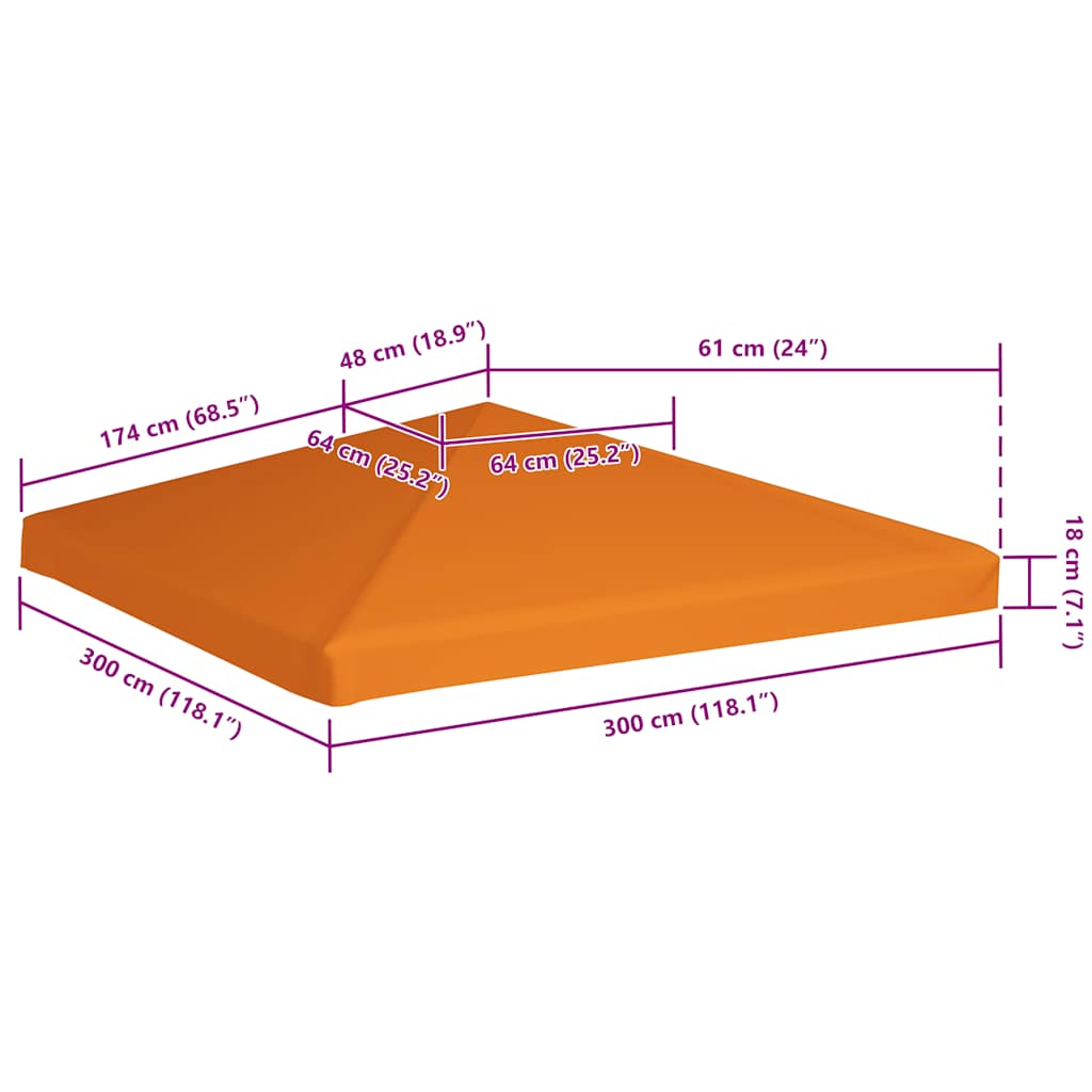 vidaXL Κάλυμμα για Κιόσκι Πορτοκαλί 3 x 3 μ. 310 γρ./μ²