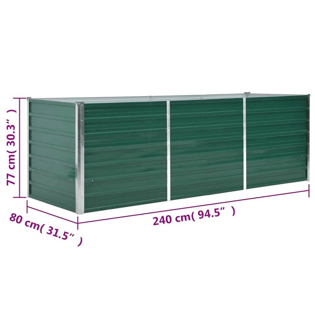 vidaXL Ζαρντινιέρα Υπερυψωμένη Πράσινη 240x80x77 εκ. Γαλβαν. Χάλυβας