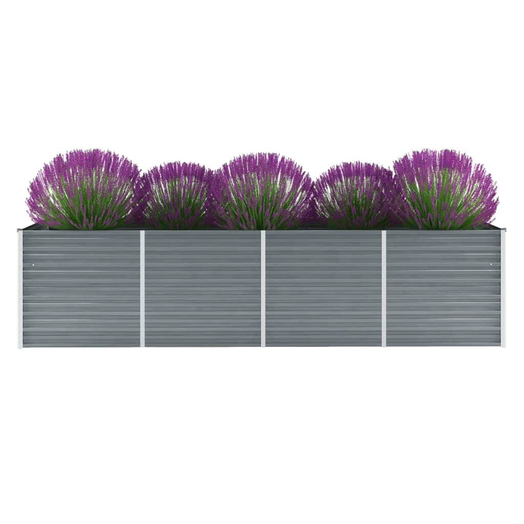 vidaXL Ζαρντινιέρα Υπερυψωμένη Γκρι 320x80x77 εκ. Γαλβανισμ. Χάλυβας