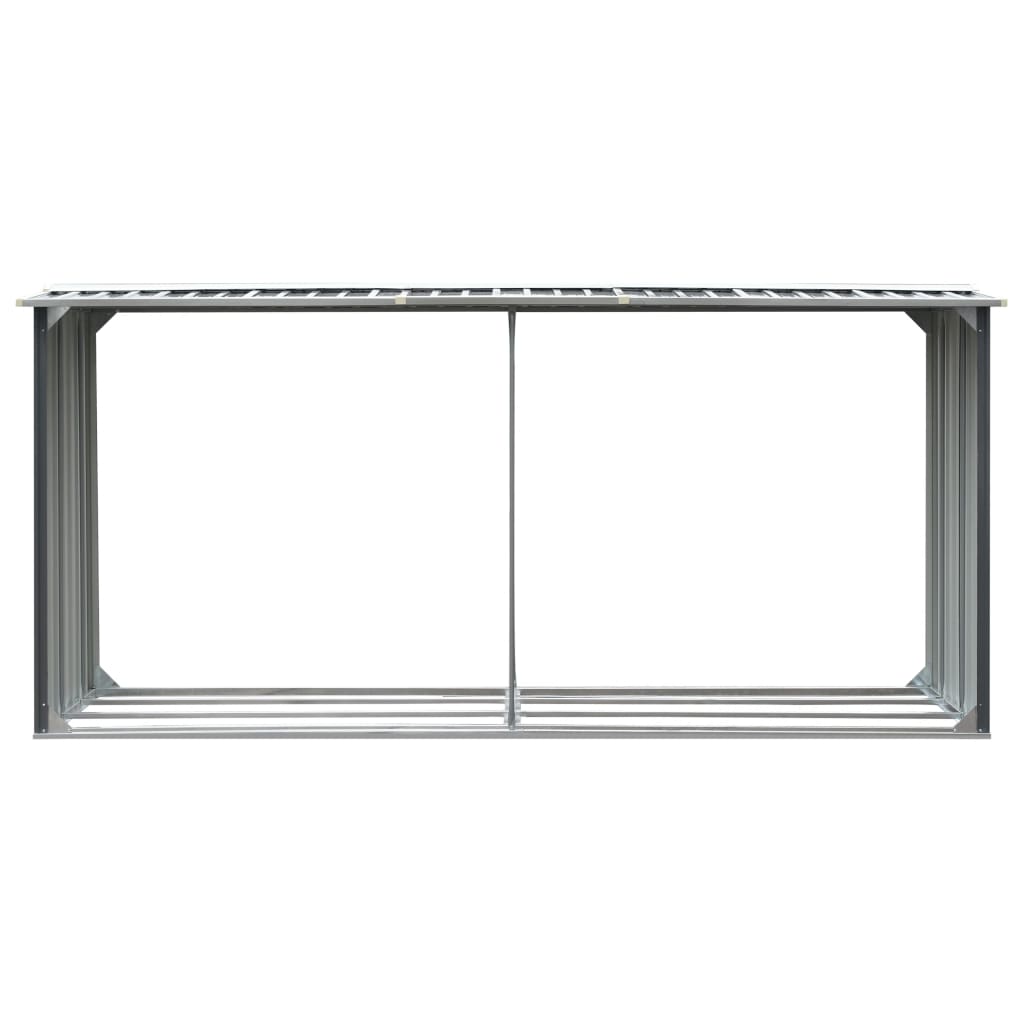 vidaXL Υπόστεγο Αποθήκευσης Ξύλων Κήπου Γκρι 330x92x153 εκ. Ατσάλι