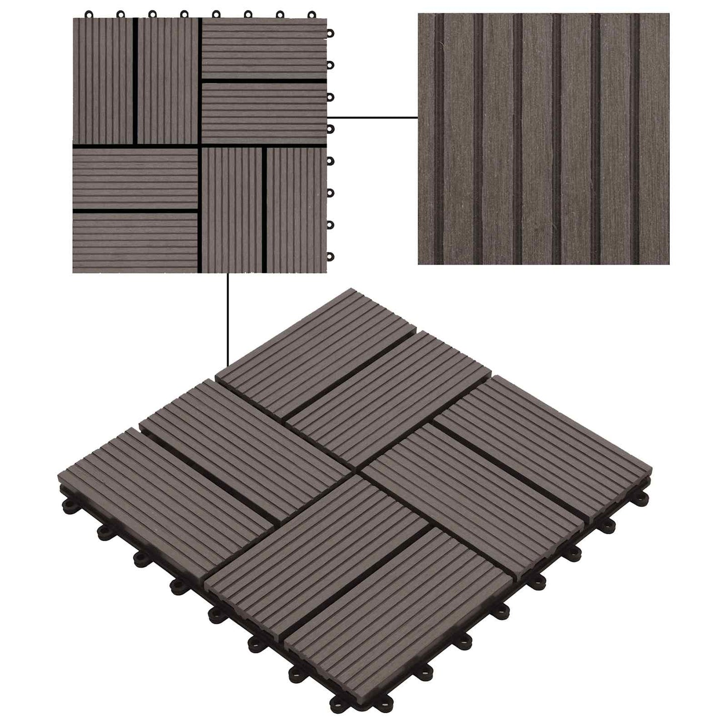 vidaXL Πλάκα Κατασκευής 11 pcs Σκούρο Καφέ 30 x 30 cm WPC
