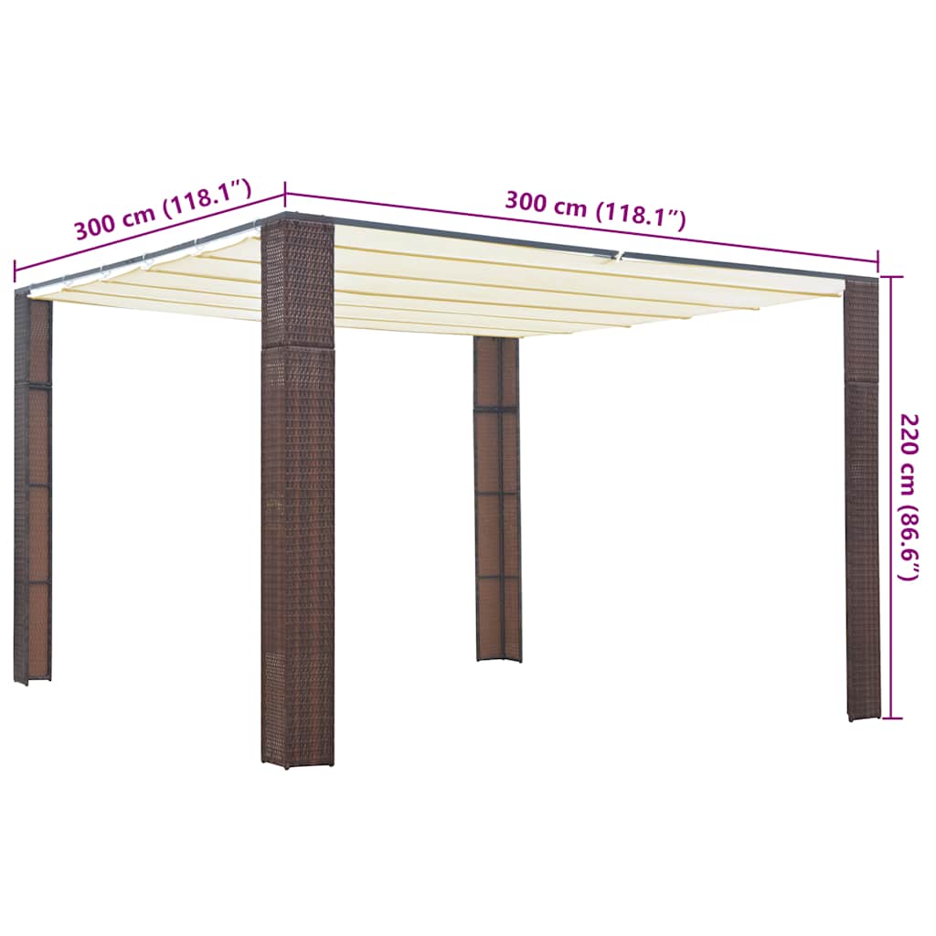 vidaXL Κιόσκι με Οροφή Καφέ/Κρεμ 300x300x220 εκ. από Συνθετικό Ρατάν