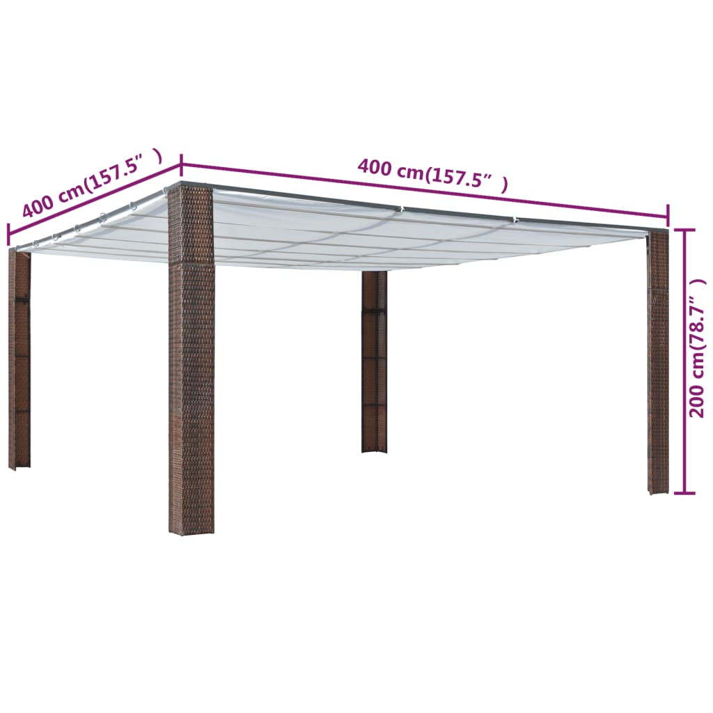 vidaXL Κιόσκι με Οροφή Καφέ/Κρεμ 400x400x200 εκ. από Συνθετικό Ρατάν