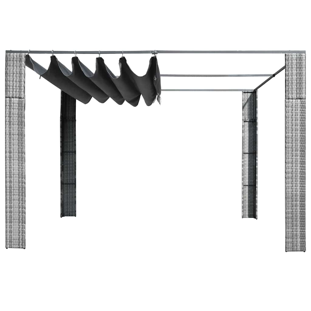 vidaXL Κιόσκι με Οροφή Γκρι/Ανθρακί 300x300x220 εκ. Συνθετικό Ρατάν