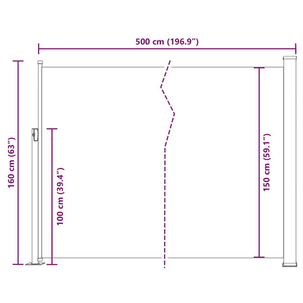 vidaXL Σκίαστρο Πλαϊνό Συρόμενο Μπλε 160 x 500 εκ.