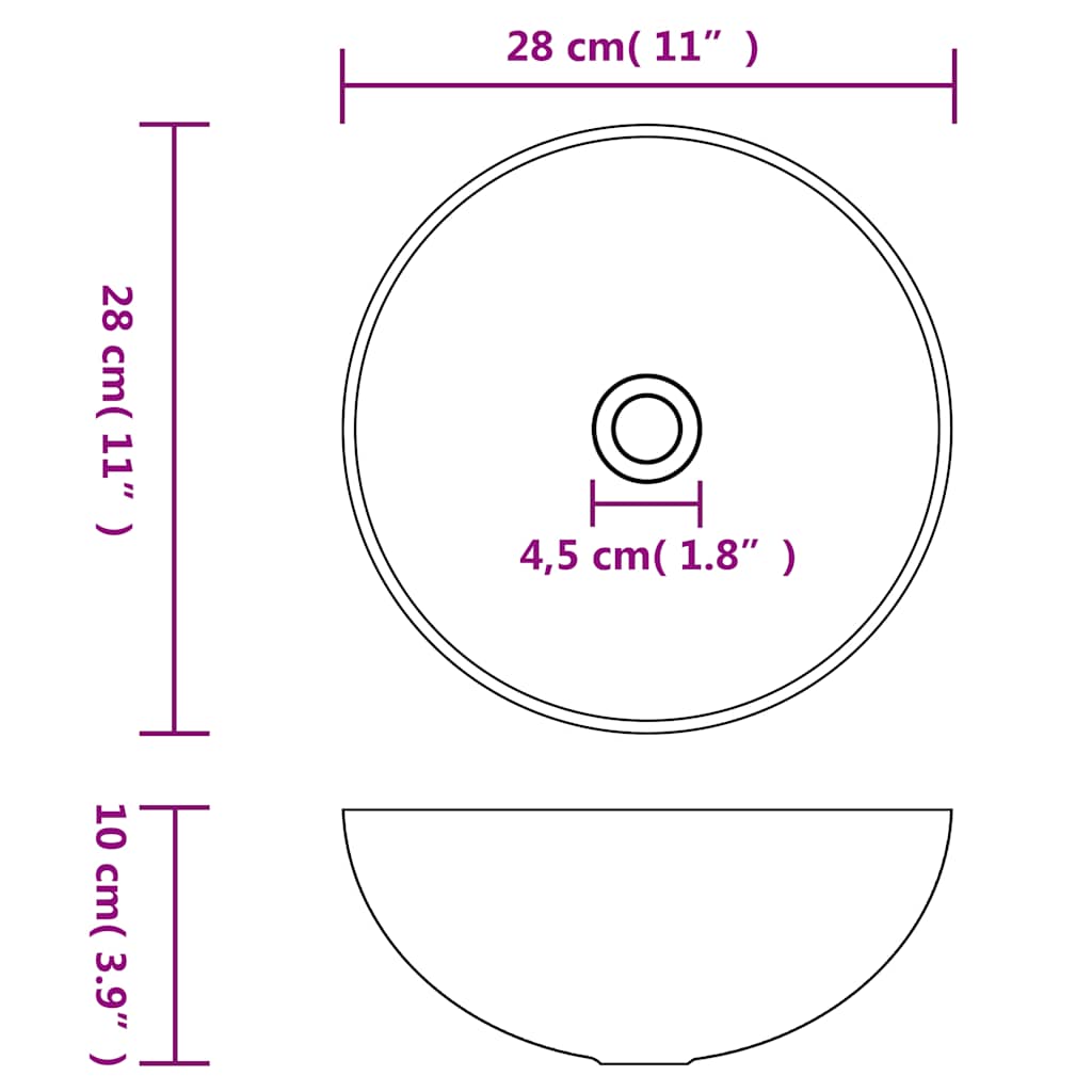 vidaXL Νιπτήρας Χρυσός 28 x 10 εκ. Κεραμικός