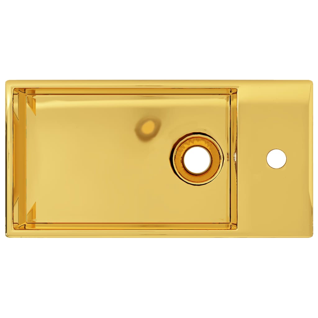 vidaXL Νιπτήρας με Οπή Υπερχείλισης Χρυσός 49x25x15 εκ. Κεραμικός
