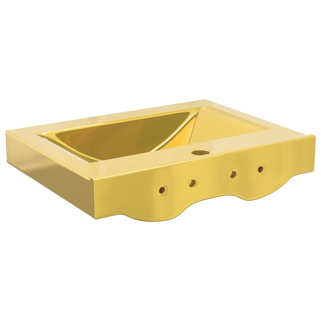 vidaXL Νιπτήρας με Οπή Υπερχείλισης Χρυσός 60 x 46 x 16 εκ. Κεραμικός