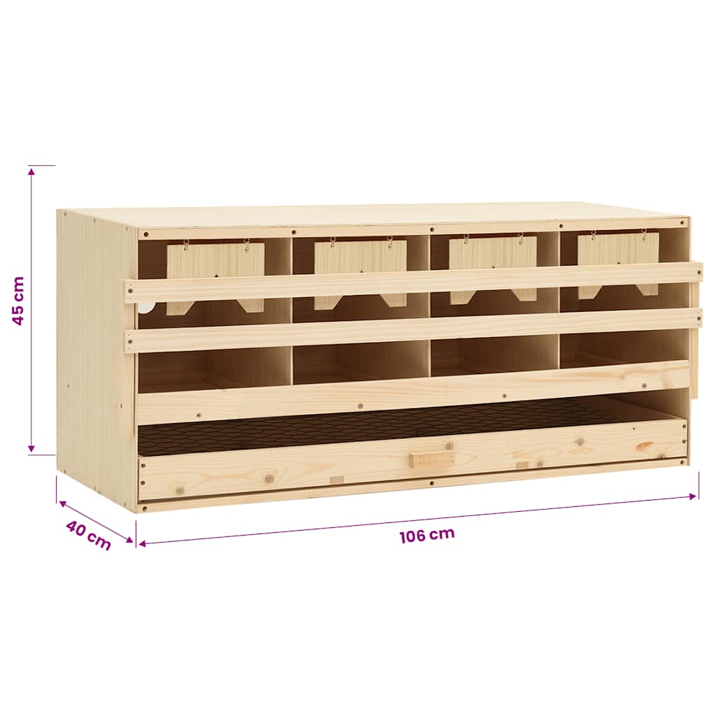 vidaXL Φωλιά για Κότες με 4 Θέσεις 106x40x45 εκ. από Μασίφ Ξύλο Πεύκου