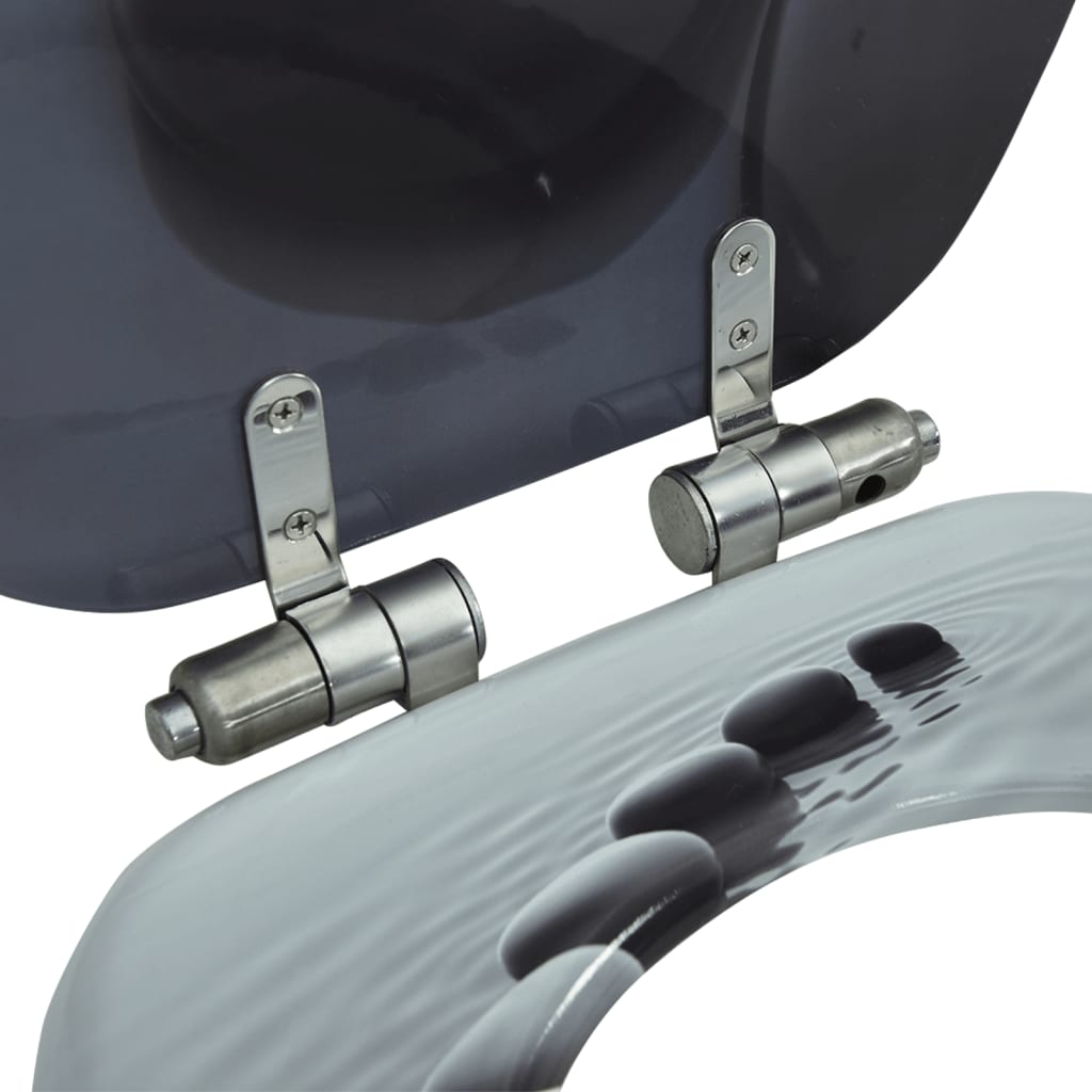 vidaXL Κάλυμμα Λεκάνης με Καπάκι Soft Close Σχέδιο Πέτρες από MDF