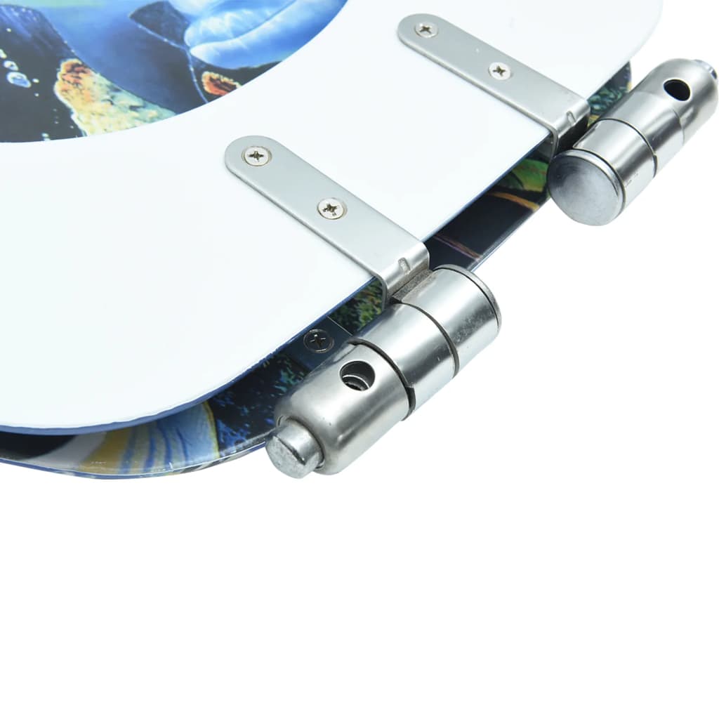 vidaXL Κάλυμμα Λεκάνης με Καπάκι Soft Close Σχέδιο Δελφίνια από MDF