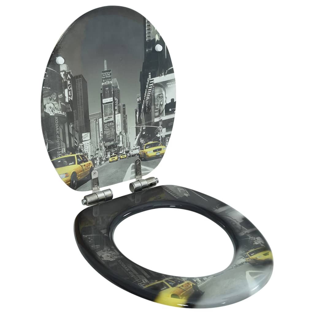 vidaXL Κάλυμμα Λεκάνης με Καπάκι Soft Close Σχέδιο Νέα Υόρκη από MDF