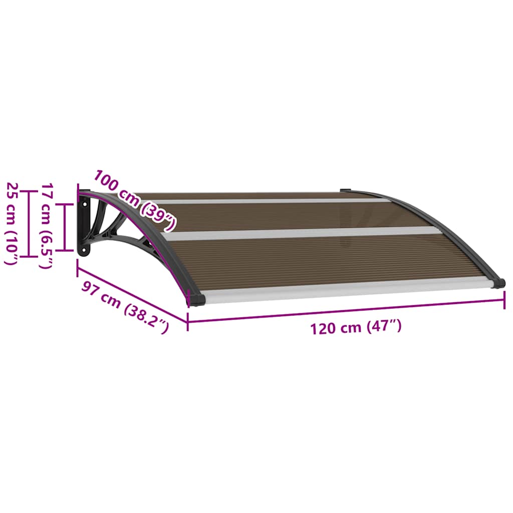 vidaXL Στέγαστρο Πόρτας Μαύρο 120 x 100 εκ. Πολυανθρακικό