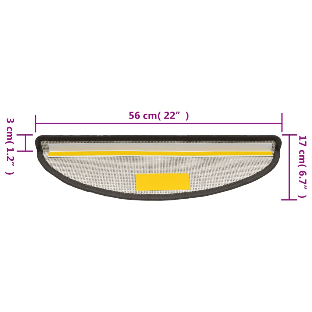 vidaXL Πατάκια Σκάλας 15 τεμ. Σκούρο Γκρι 56 x 17 x 3 εκ.
