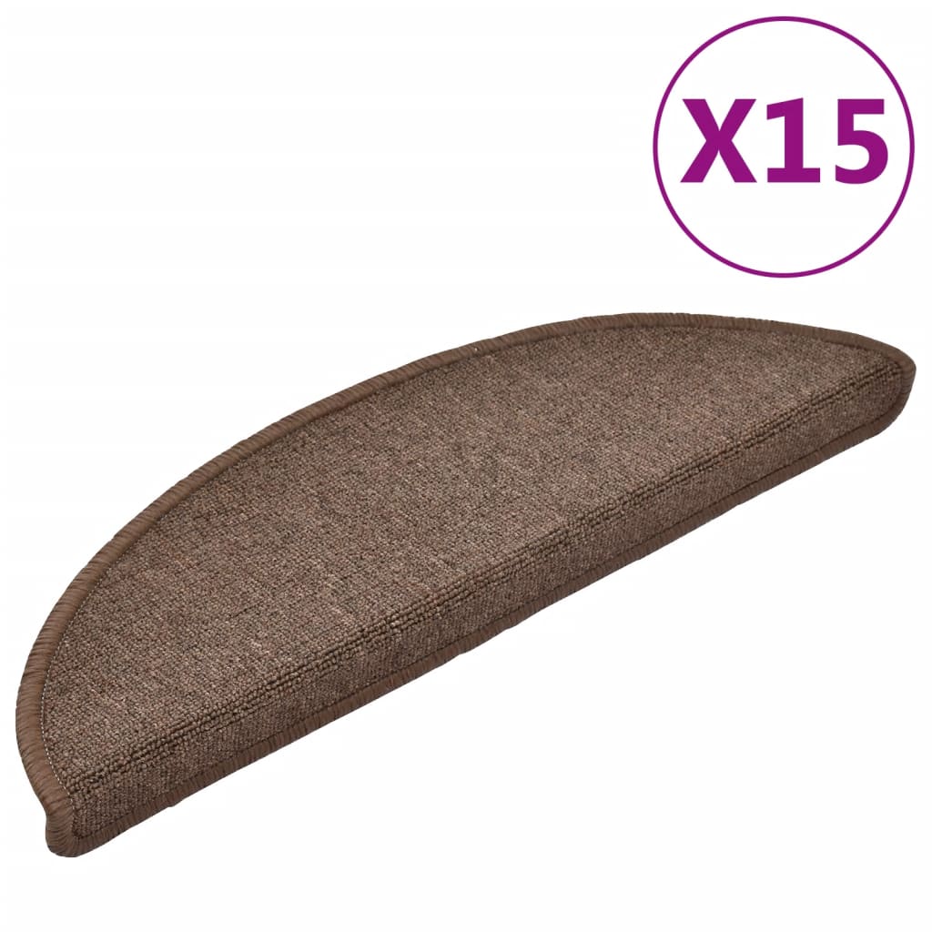 vidaXL Πατάκια Σκάλας 15 τεμ. Χρώμα Coffee Brown 56 x 17 x 3 εκ.