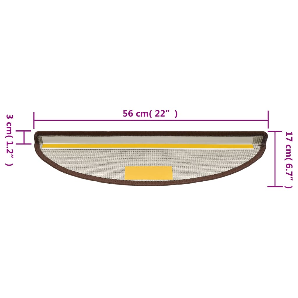 vidaXL Πατάκια Σκάλας 15 τεμ. Χρώμα Coffee Brown 56 x 17 x 3 εκ.