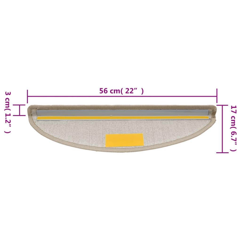 vidaXL Πατάκια Σκάλας 15 τεμ. Χρώμα Taupe 56 x 17 x 3 εκ.