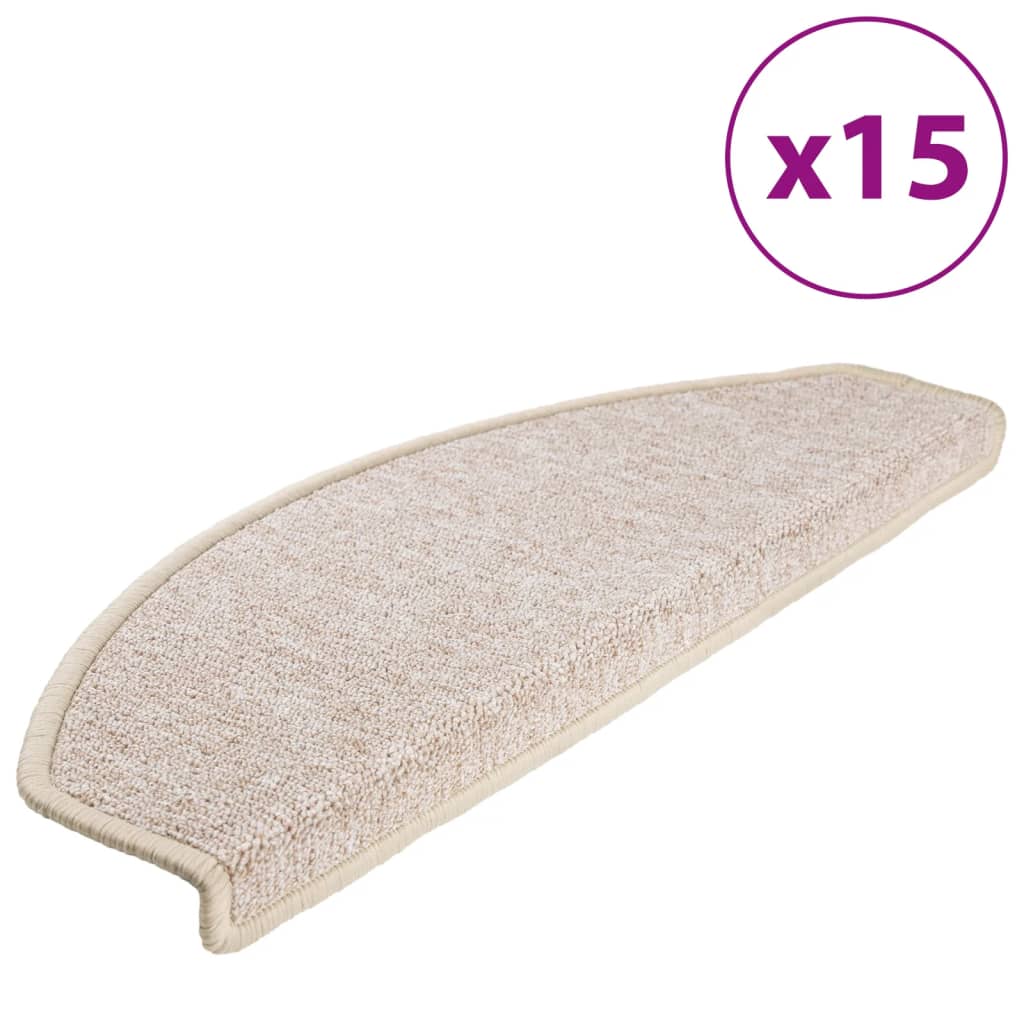 vidaXL Πατάκια Σκάλας 15 τεμ. Χρώμα Taupe 65 x 24 x 4 εκ.