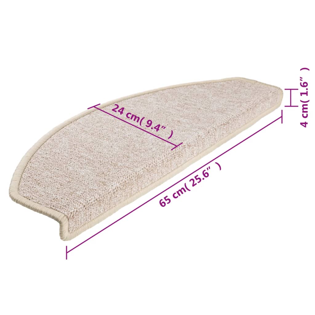 vidaXL Πατάκια Σκάλας 15 τεμ. Χρώμα Taupe 65 x 24 x 4 εκ.