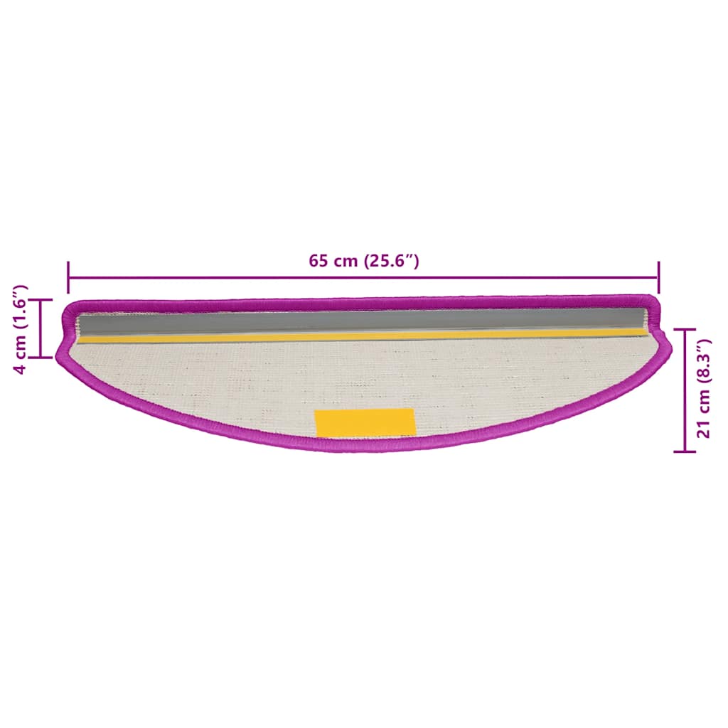 vidaXL Πατάκια Σκάλας Μοκέτα 15 τεμ. Βιολετί 65 x 21 x 4 εκ.