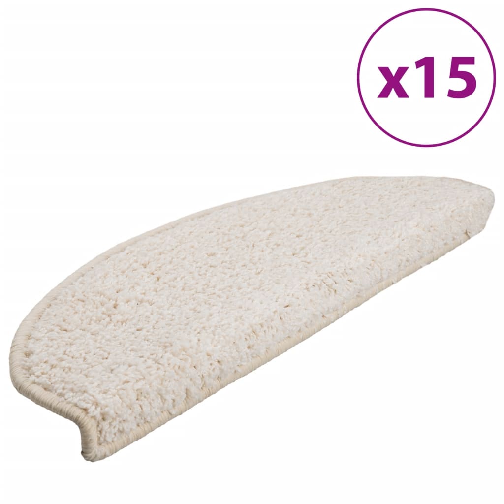 vidaXL Πατάκια Σκάλας Μοκέτα 15 τεμ. Λευκά 65 x 21 x 4 εκ.