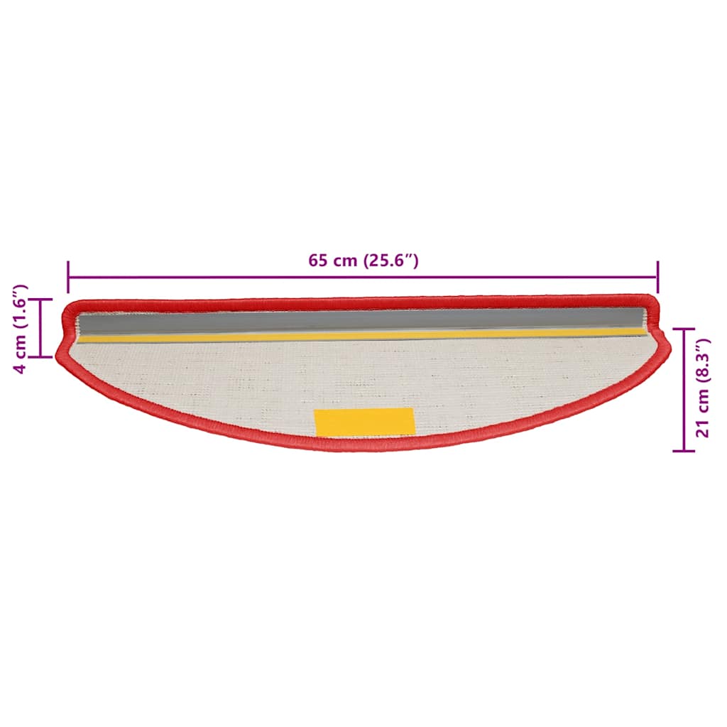 vidaXL Πατάκια Σκάλας Μοκέτα 15 τεμ. Κόκκινα 65 x 21 x 4 εκ.
