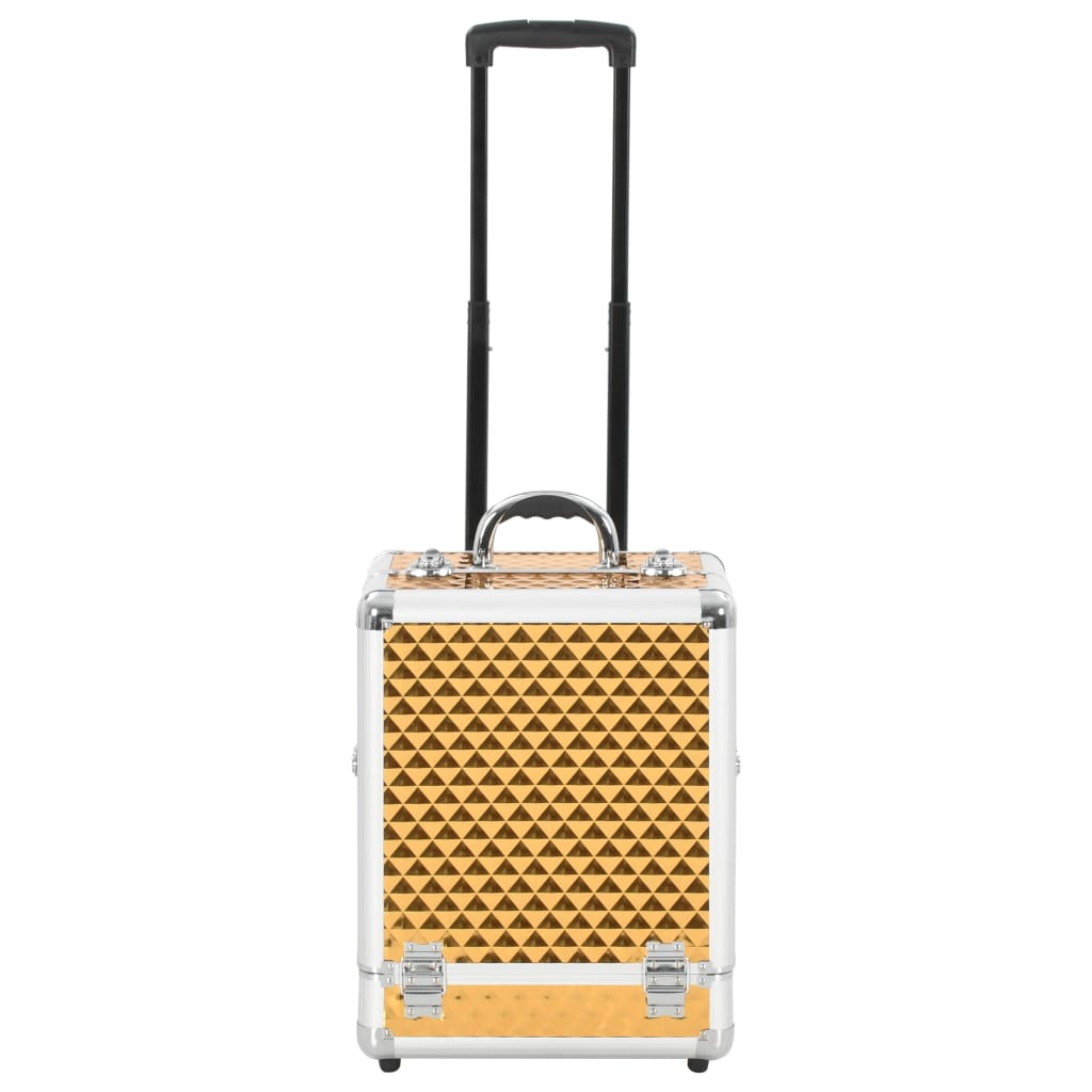 vidaXL Βαλίτσα Μακιγιάζ Τρόλεϊ Χρυσή 35x29x45 εκ. από Αλουμίνιο