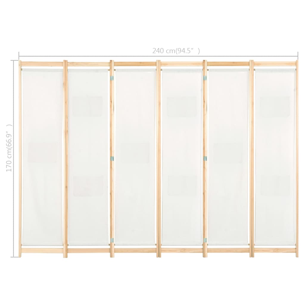 vidaXL Διαχωριστικό Δωματίου με 6 Πάνελ Κρεμ 240x170x4 εκ. Υφασμάτινο