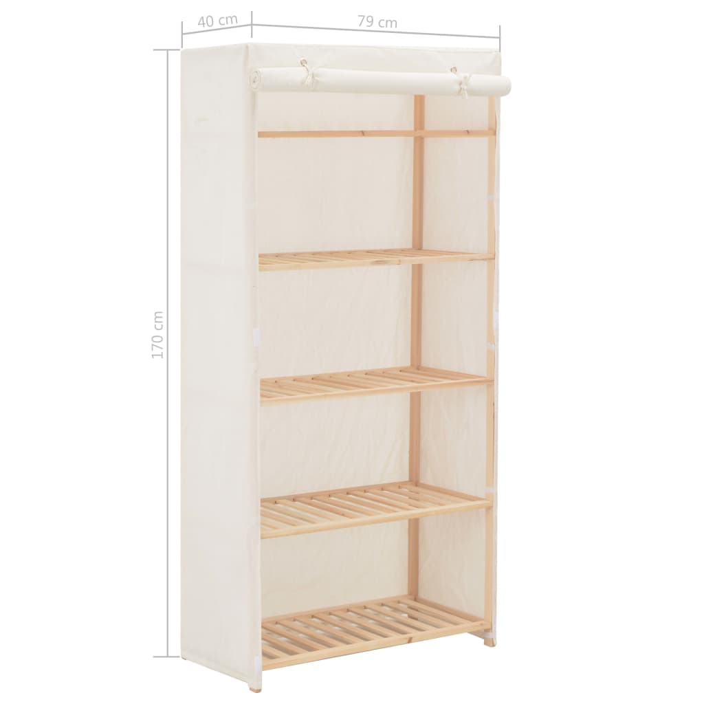 vidaXL Ντουλάπα Λευκή 79 x 40 x 170 εκ. Υφασμάτινη