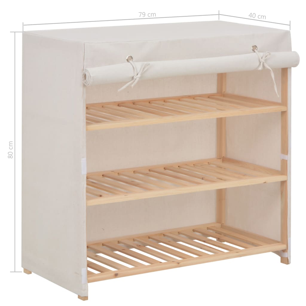 vidaXL Παπουτσοθήκη με Κάλυμμα Λευκή 79 x 40 x 80 εκ. Υφασμάτινη