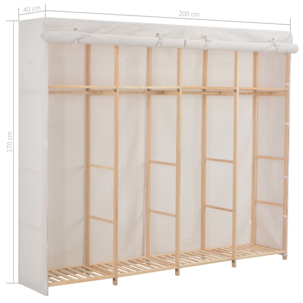 vidaXL Ντουλάπα Λευκή 200 x 40 x 170 εκ. Υφασμάτινη