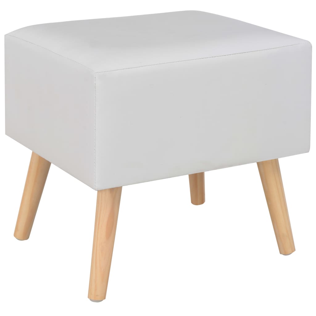 vidaXL Κομοδίνο Λευκό 40 x 35 x 40 εκ. από Συνθετικό Δέρμα