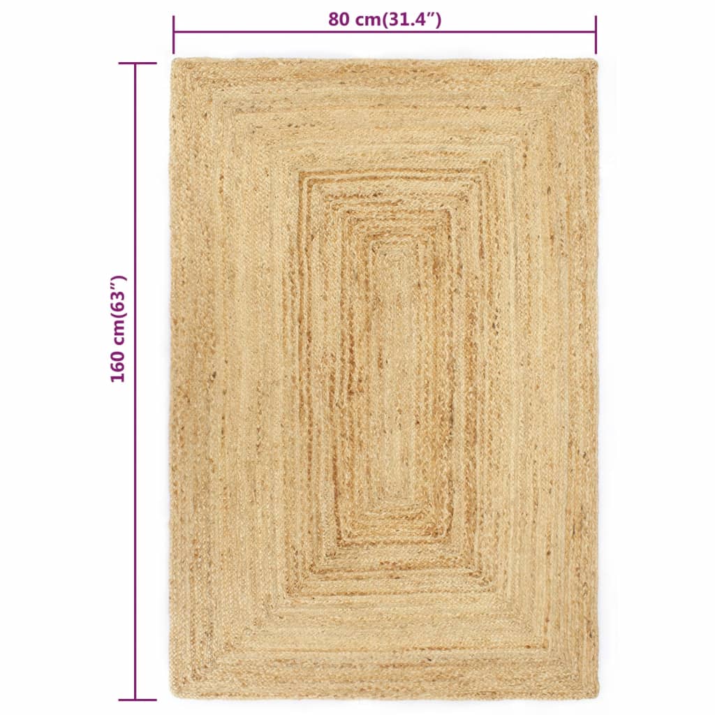 vidaXL Χαλί Χειροποίητο Φυσικό Χρώμα 80 x 160 εκ. από Γιούτα