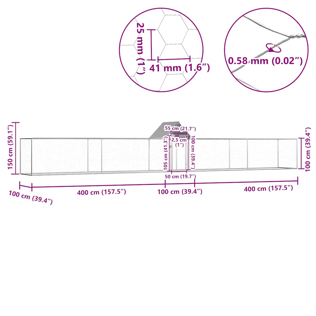 vidaXL Κοτέτσι 9 x 1 x 1,5 μ. από Γαλβανισμένο Χάλυβα