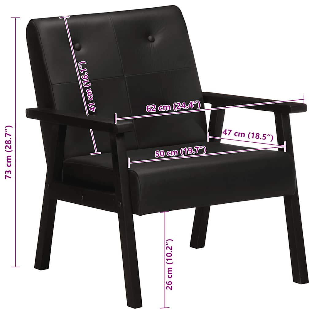 vidaXL Πολυθρόνα Μαύρη από Γνήσιο Δέρμα
