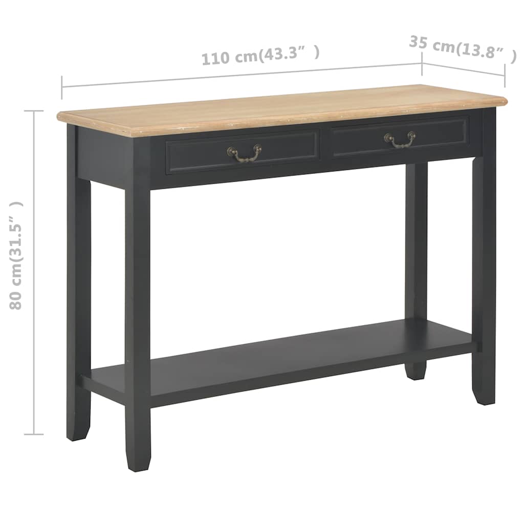vidaXL Τραπέζι Κονσόλα Μαύρο 110 x 35 x 80 εκ. Ξύλινο