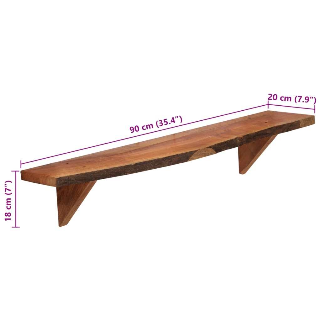 vidaXL Ράφια Τοίχου 2 τεμ. 90 x 20 x 18 εκ. από Μασίφ Ξύλο Ακακίας