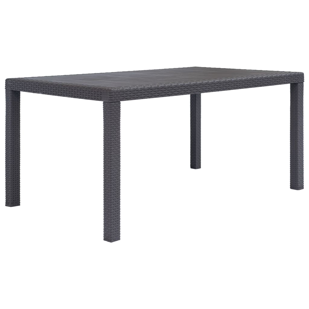 vidaXL Τραπέζι Κήπου Καφέ με Εμφάνιση Ρατάν 150x90x72 εκ. Πλαστικό