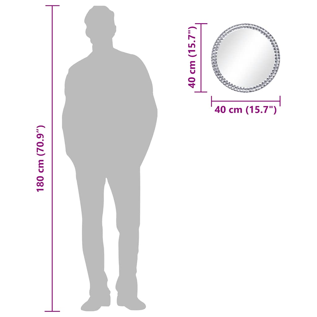 vidaXL Καθρέφτης Τοίχου 40 εκ. από Ψημένο Γυαλί