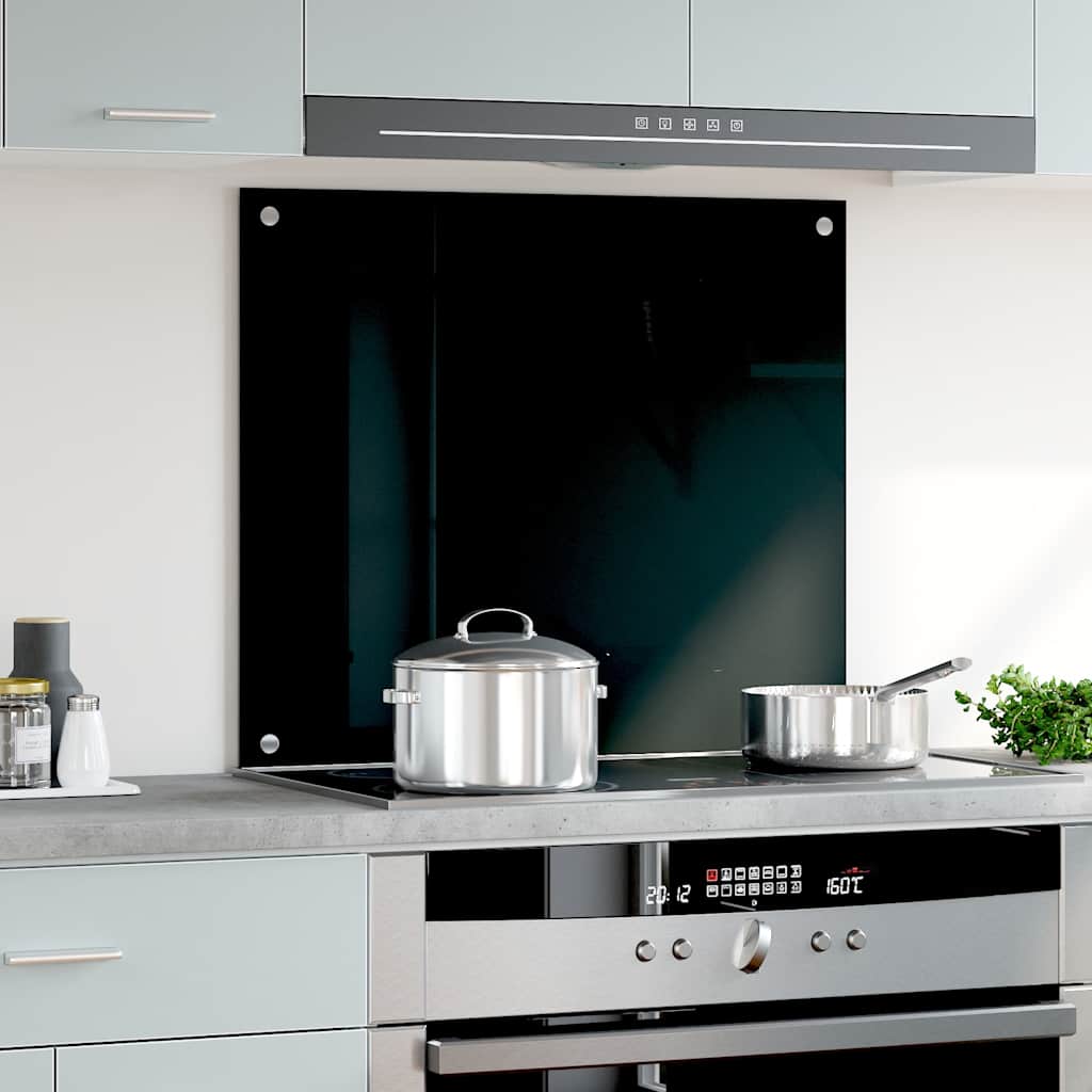 vidaXL Πλάτη Κουζίνας Μαύρη 70 x 60 εκ. από Ψημένο Γυαλί