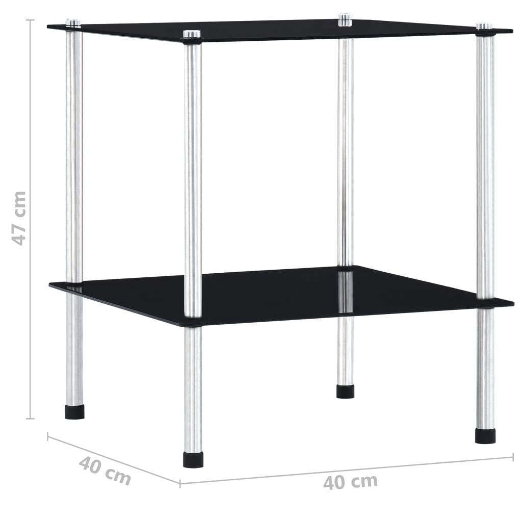 vidaXL Ραφιέρα 2 Επιπέδων Μαύρη 40 x 40 x 47 εκ. από Ψημένο Γυαλί