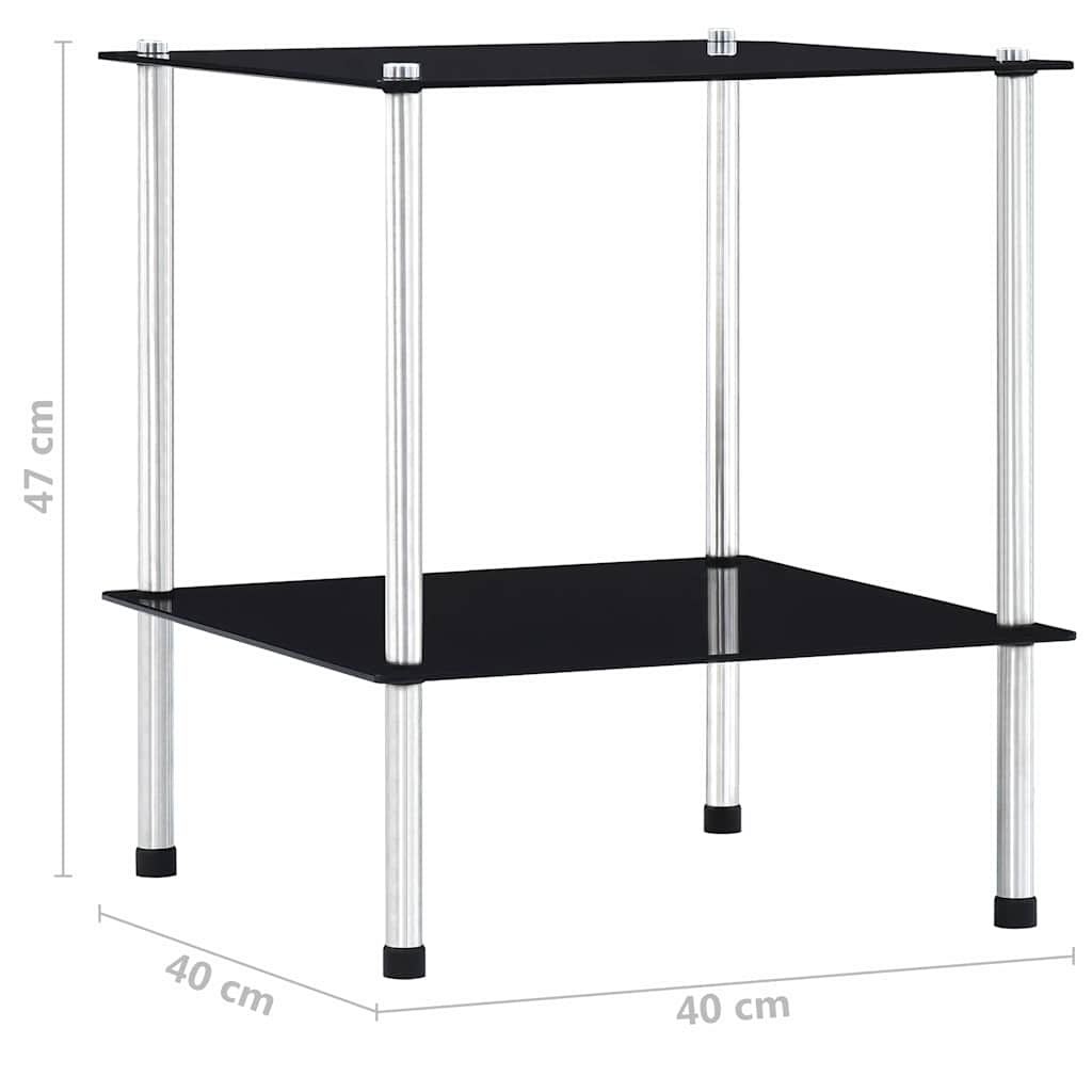 vidaXL Ραφιέρα 2 Επιπέδων Μαύρη 40 x 40 x 47 εκ. από Ψημένο Γυαλί