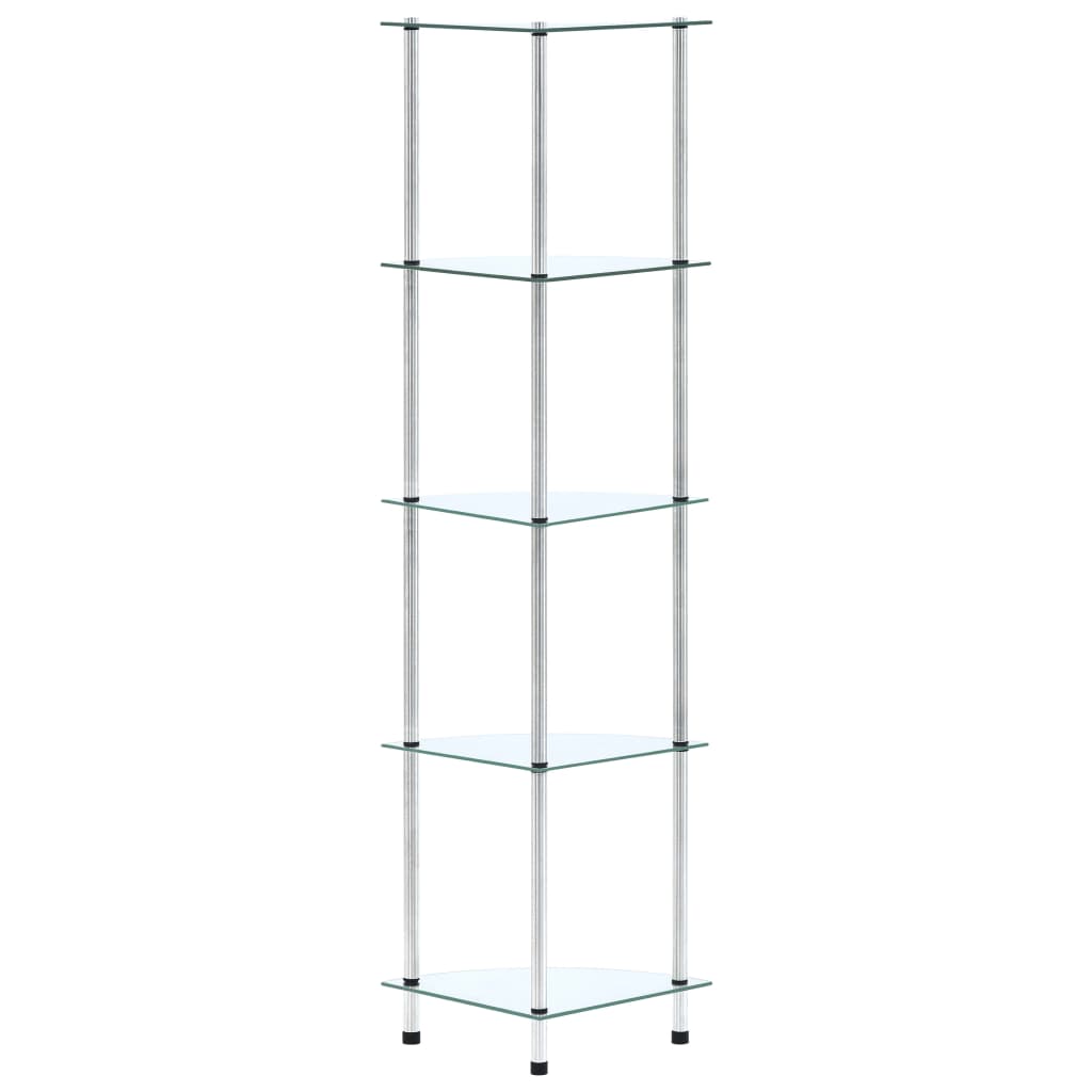 vidaXL Ράφι Διαφανές 5 Επιπέδων 30 x 30 x 130 εκ. από Ψημένο Γυαλί