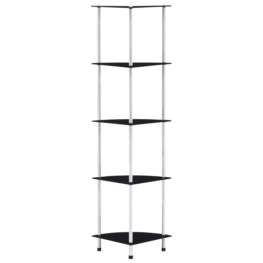 vidaXL Ράφι Διαφανές 5 Επιπέδων Μαύρο 30 x 30 x 130 εκ. Ψημένο Γυαλί