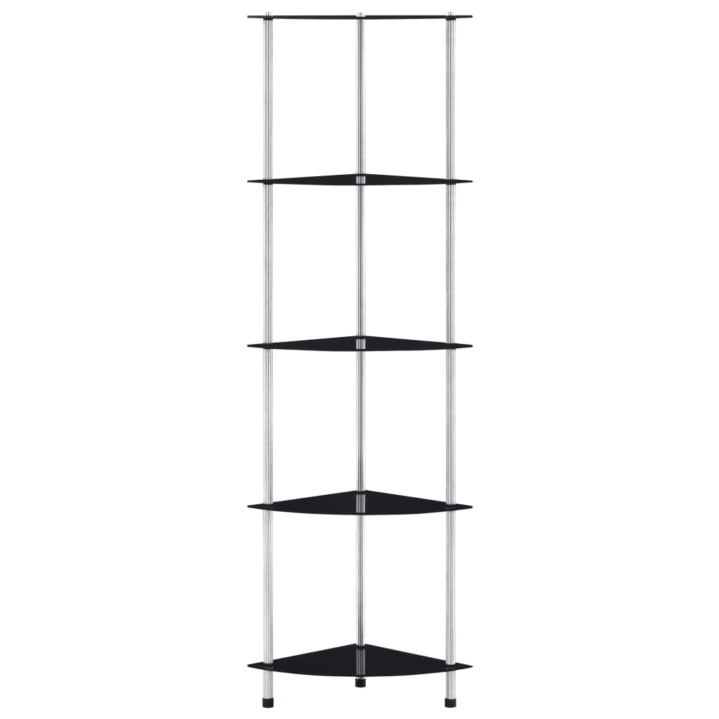 vidaXL Ράφι Διαφανές 5 Επιπέδων Μαύρο 30 x 30 x 130 εκ. Ψημένο Γυαλί